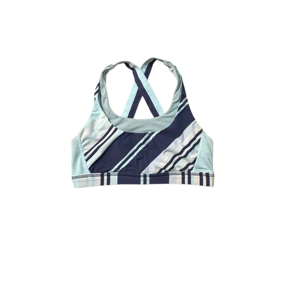 Lululemon Striped Periwinkle/Navy Energy Bra Size 8